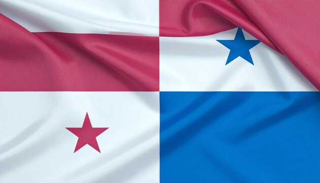 Panama national flag with four quarters: white with blue star (top left), red (top right), blue (bottom left), white with red star (bottom right). - Powered by Adobe