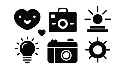 Versatile sleek black icon bundle ideal for creative projects and digital design applications