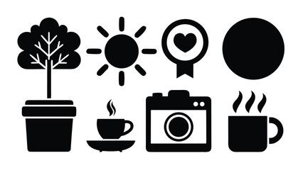 Modern black silhouette icons collection for diverse design projects