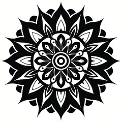 Intricate tribal mandala silhouette with layered petal design