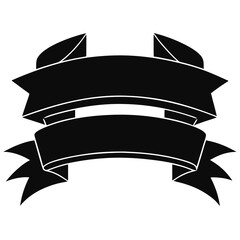 Vintage black ribbon silhouette for typography and design elements