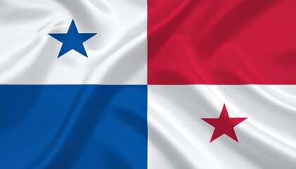 Panama national flag with four quarters: white with blue star (top left), red (top right), blue (bottom left), white with red star (bottom right).