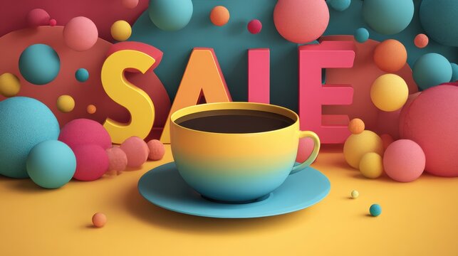 colorful coffee cup sale abstract background - Powered by Adobe