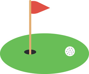 Golf green hole flag ball sport leisure activity illustration vector