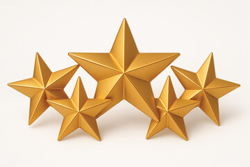 Obraz premium Five Golden Stars Arranged on White Background rating