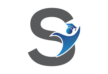 Graduation flat Icon human with latter S design concept