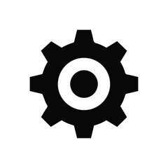 Black Gear Icon on White Background