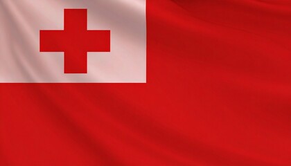 Tonga national flag with red field and white canton bearing red cross—symbolizing Christianity, purity, and sacrifice.