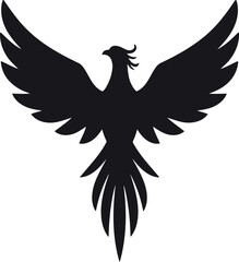 Mythical phoenix bird silhouette flying majestic legend symbol vector
