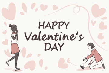 Minimal Valentine’s card design with centered text “Happy Valentine’s Day” and soft pastel heart pattern.
