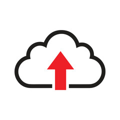 Cloud Upload Icon with Red Arrow