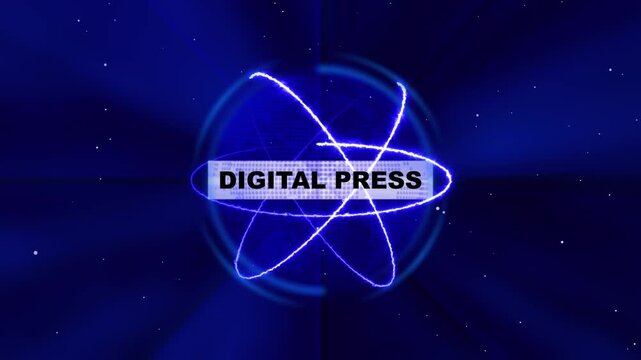 Futuristic Digital Network Sphere Animation &ndash; Technology, Business, and Digital Press Concept &ndash; Glowing Blue Abstract Globe with Neon Energy Lines.