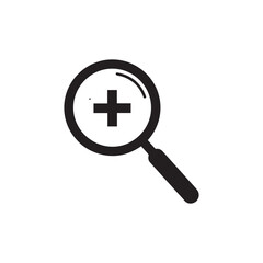 Fototapeta premium Magnifying Glass with Plus Symbol Icon