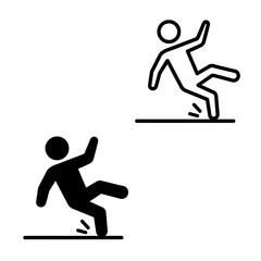 Falling Man Warning Vector Icon in Black and White
 
 
 