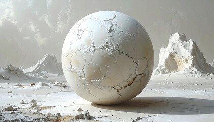 Frozen Sphere in Snowy Landscape.