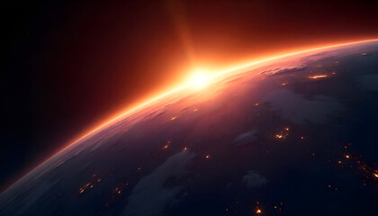 Golden Light Spreading Across Earth from Orbit