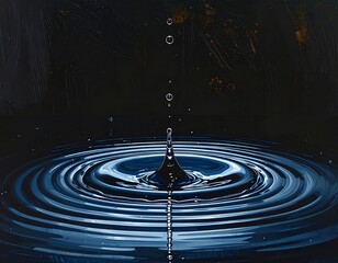 Water Drop Impacting Still Water Surface.