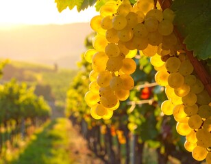 Golden Grapes Vineyard Landscape.