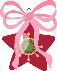 Star Christmas Ornament with Pink Bow