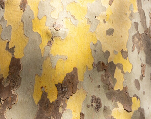 Platan, Platane, Platanus sycamore, plane tree trunk symbol. Texture made of Platan, Platane, sycamore, plane tree bark. Beautiful Platan tree trunk background. Conceptual image. Peaceful nature.
