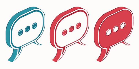Set of glossy 3d speech bubble icons in various colors
