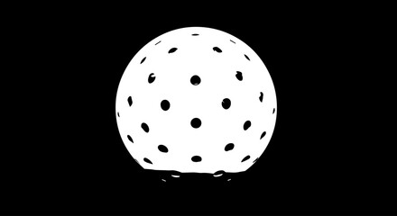 White Perforated Sphere with Black Dots, Isolated on Dark Background.