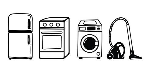 Modern home appliance icons with soft gradient style