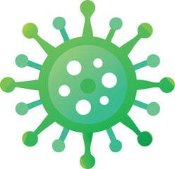 Illustration of a green virus cell with spikes, coronavirus concept