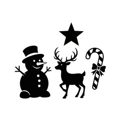 Set of black Christmas holiday icon silhouettes.