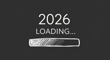 2026 Year Loading Graphic With Progress Bar Illustration New Coming Era Achievement Concept Celebration Anticipation Preparation Isolated Background