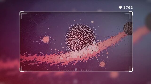 Digital microscopic view of abstract cellular organisms, showing dynamic particles and scientific processes