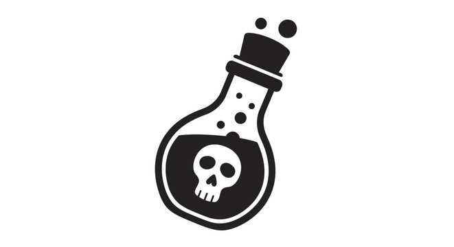 Danger skull poison bottle icon symbol graphic representation of toxic liquid in a flask for warnings isolated on white background
