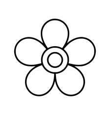 Minimalistic black line drawing of a five petal flower