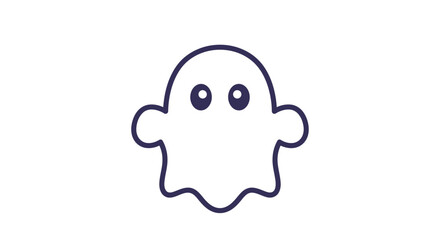 Cute cartoon ghost character with big blue eyes and a friendly wave appearing at halloween parties and spooky events isolated on white background