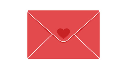 Red envelope with heart seal romantic communication love letter valentine's day greeting card correspondence message isolated on white background