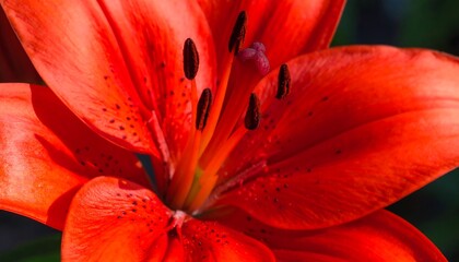 Closeup of a vibrant orange lily.