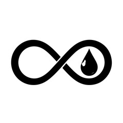 Black Infinity Symbol with a Single Droplet Shape Simple Design.