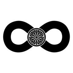 Black Infinity Symbol with Detailed Wheel Design in the Center.