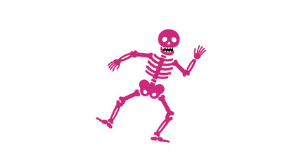 Dancing skeleton with red ribcage and skull fun halloween costume pose ready for spooky celebration and party fun vector
