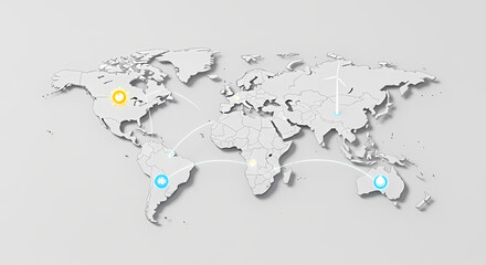 Naklejka premium Global Connectivity Map Linking Continents for Worldwide Communication