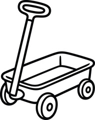 Simple Outline Drawing of a Child's Toy Wagon