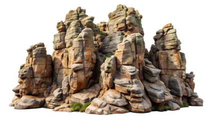 Rock formation isolated on transparent background, a natural feature consisting of consolidated mineral matter