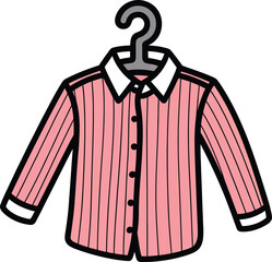 Pink Striped Long-Sleeve Shirt on a Hanger