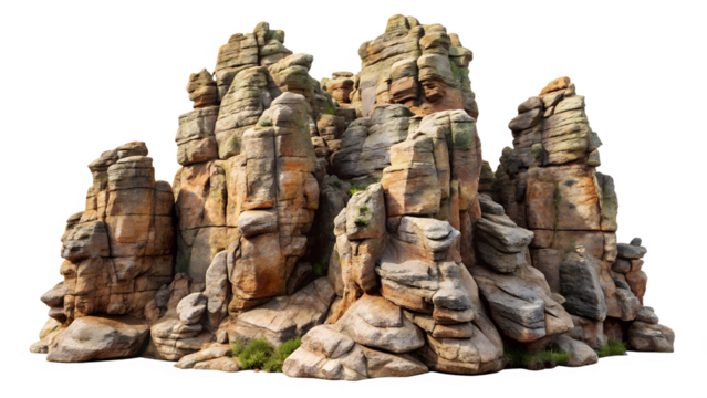 Rock formation isolated on transparent background, a natural feature consisting of consolidated mineral matter