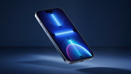 A modern mobile phone, sleek design and vibrant screen with modern technology on a stylish background. A concept image, evoking innovation and elegance. 