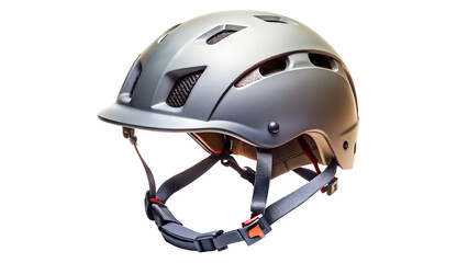 Fototapeta premium Gray bicycle helmet for safety isolated on transparent background, essential gear for cycling