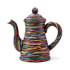 A bright retro teapot isolated on a white background