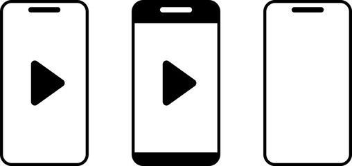 Three smartphone icons with play buttons and one blank