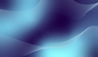 Glowing blue wavy lines on dark background. Futuristic dynamic wave concept.