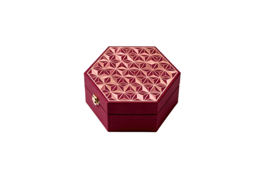 Elegant Red Octagonal Jewelry Box Isolated on White - Powered by Adobe